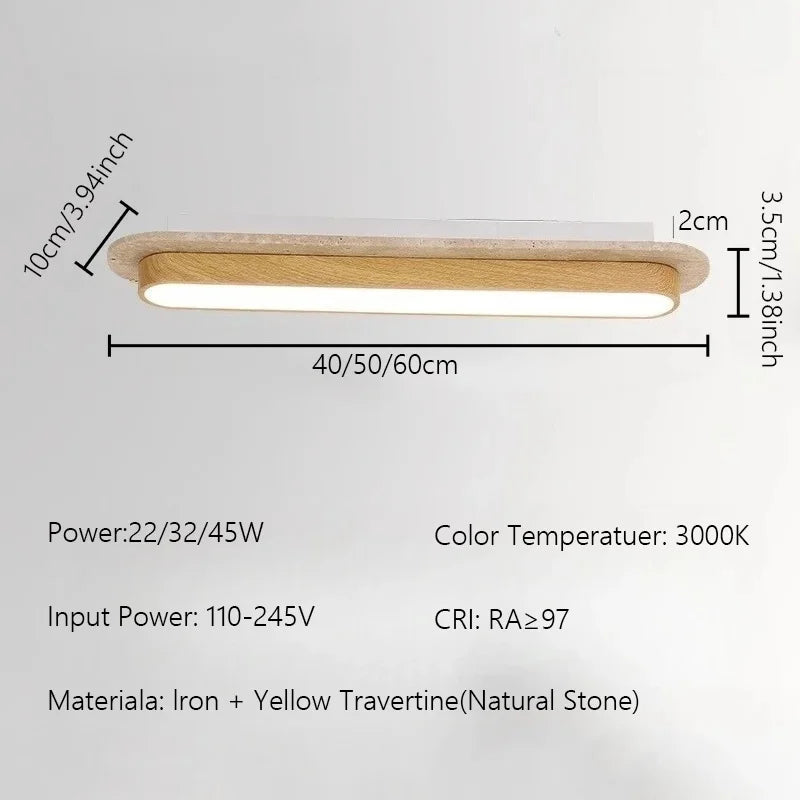 WABI SABI Travertine LED Ceiling Light Solid Wood Color