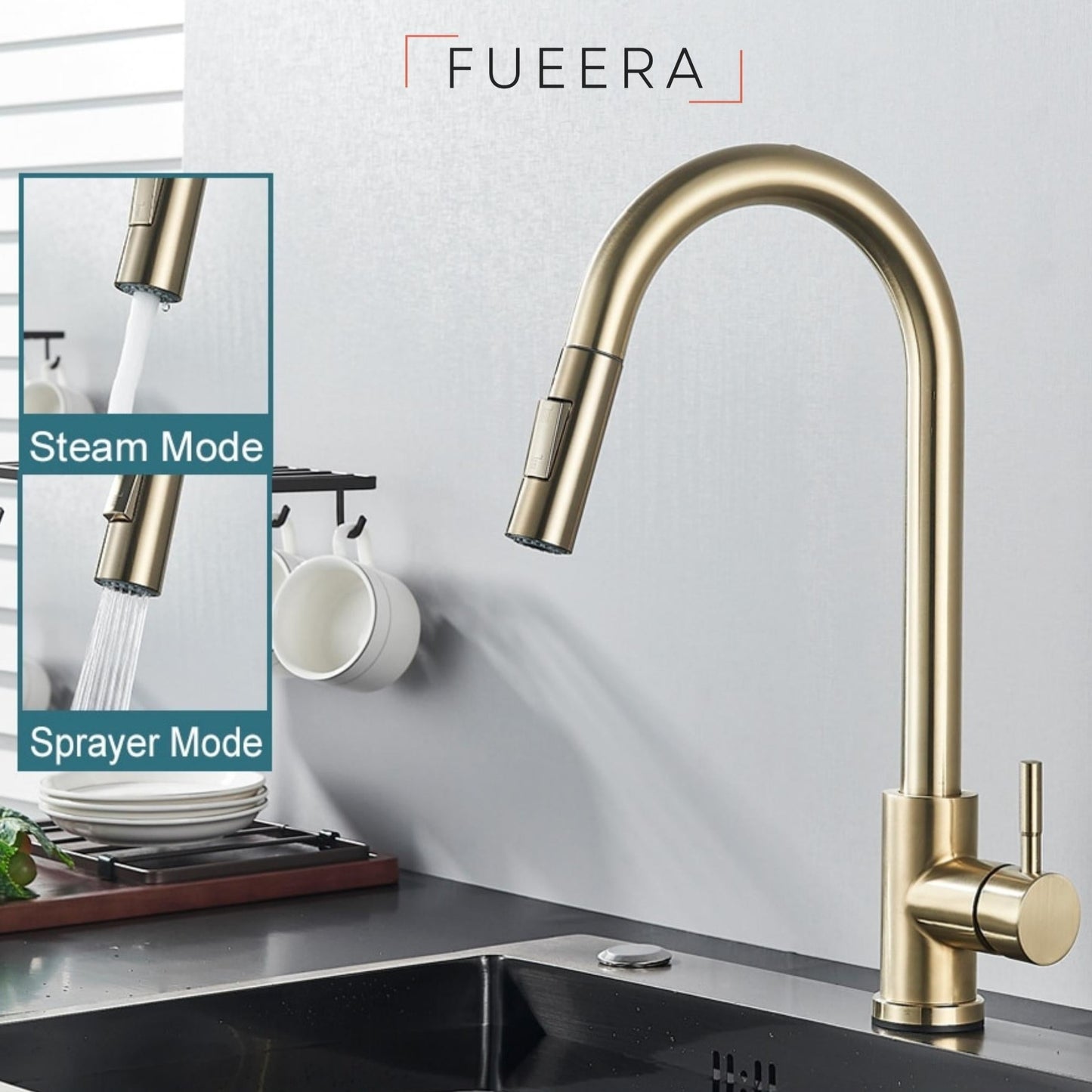 Modern Minimalist Kitchen Faucet Two Function Single Handle