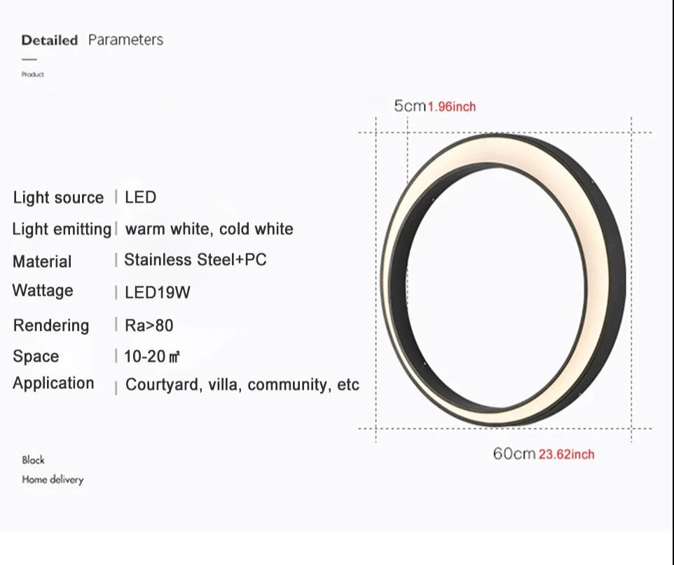 Circle/Moon outdoor modern light