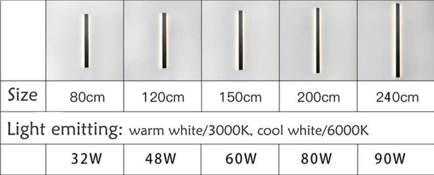 Modern Outdoor Long Strip LED Wall Lamp