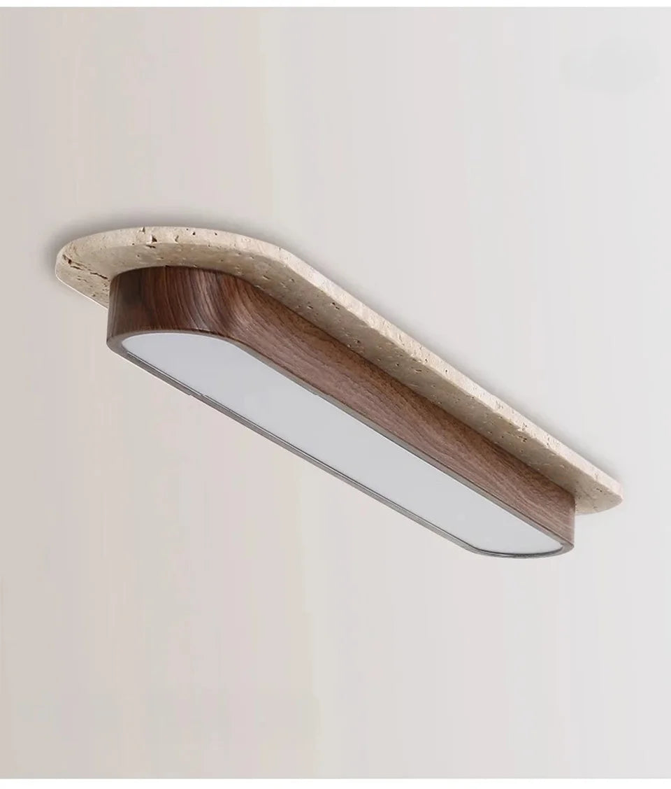WABI SABI Travertine LED Ceiling Light Solid Wood Color