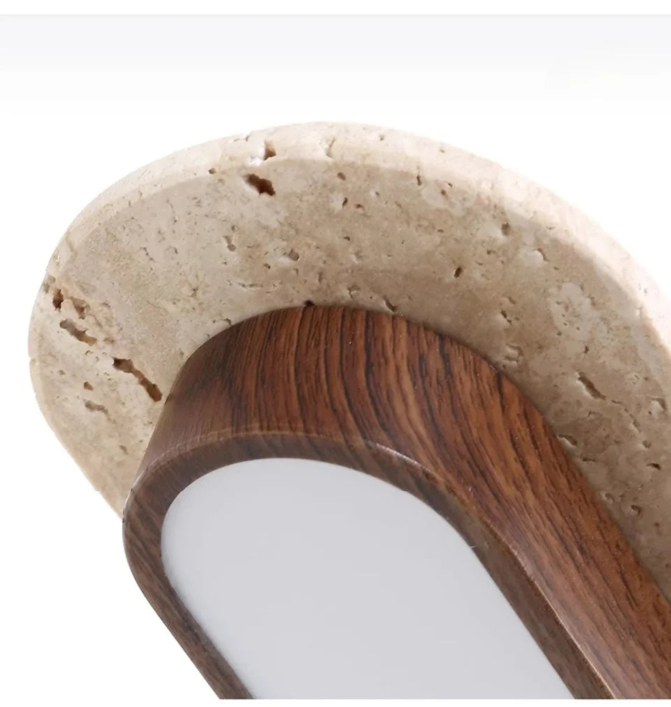 WABI SABI Travertine LED Ceiling Light Solid Wood Color