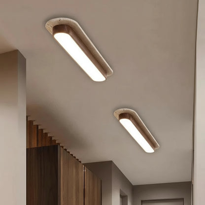 WABI SABI Travertine LED Ceiling Light Solid Wood Color