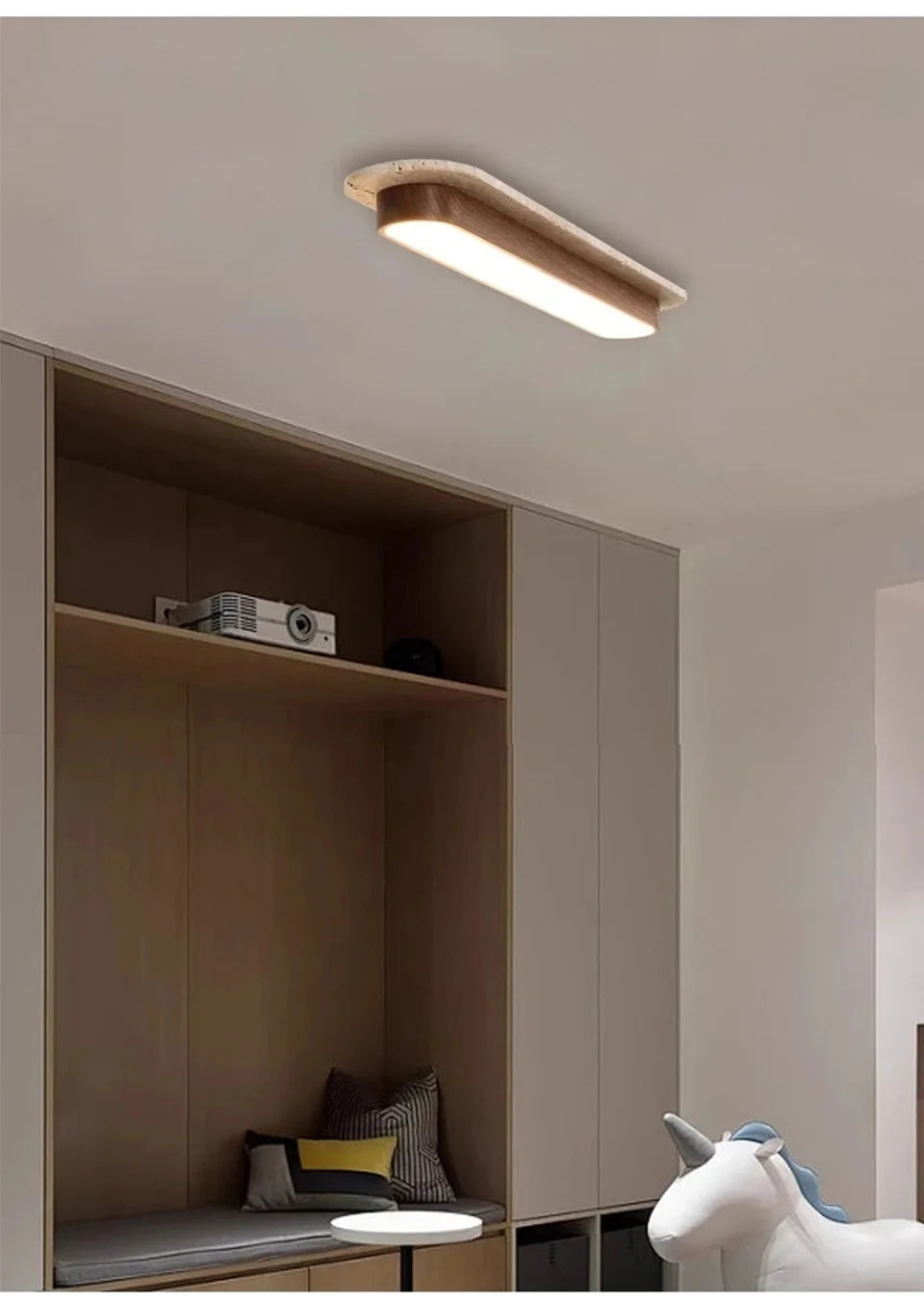 WABI SABI Travertine LED Ceiling Light Solid Wood Color