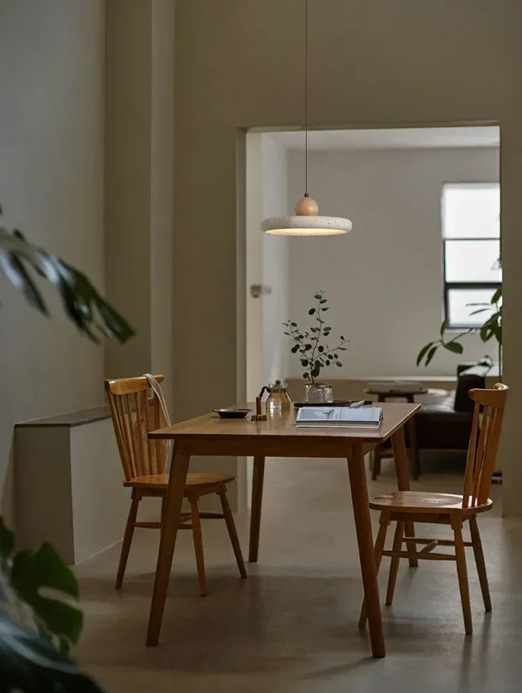 WABI SABI Travertine Round UFO Shaped Ceiling Light Natural Stone LED Pendant Lamps