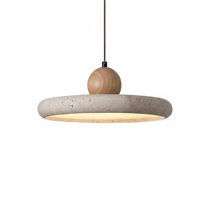 WABI SABI Travertine Round UFO Shaped Ceiling Light Natural Stone LED Pendant Lamps