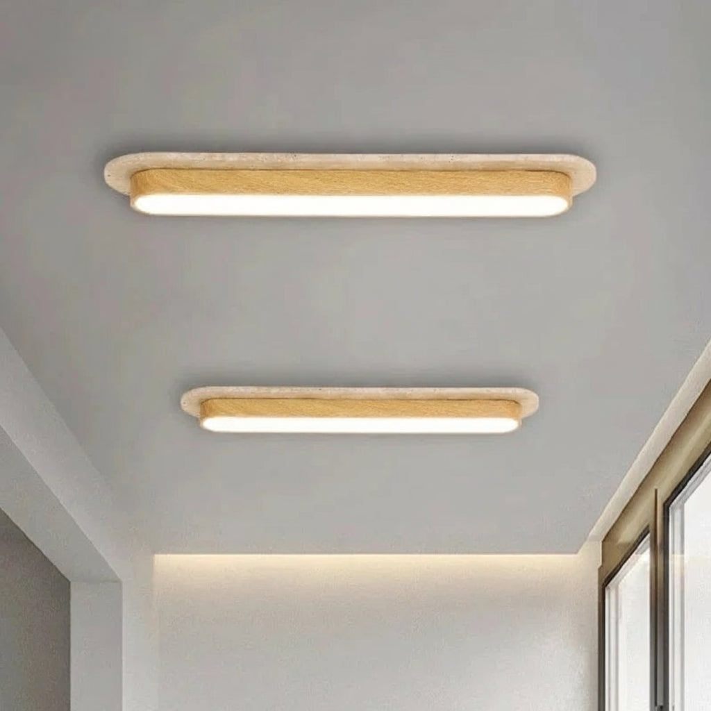 WABI SABI Travertine LED Ceiling Light Solid Wood Color