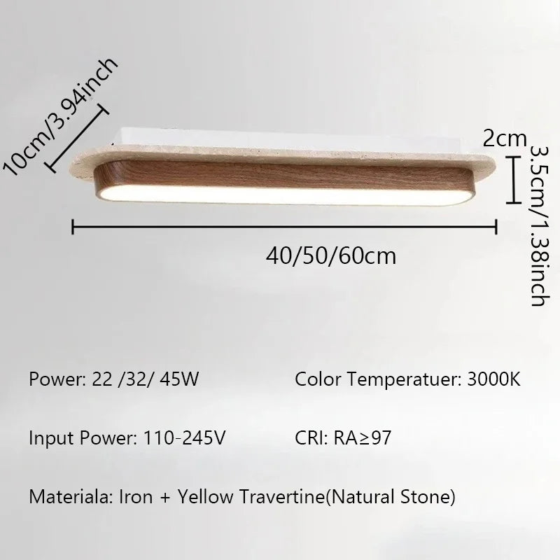 WABI SABI Travertine LED Ceiling Light Solid Wood Color