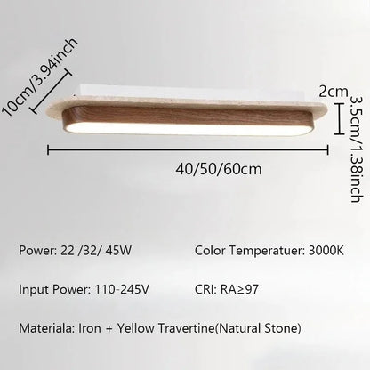 WABI SABI Travertine LED Ceiling Light Solid Wood Color