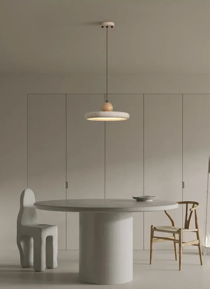 WABI SABI Travertine Round UFO Shaped Ceiling Light Natural Stone LED Pendant Lamps