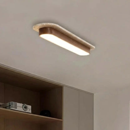 WABI SABI Travertine LED Ceiling Light Solid Wood Color