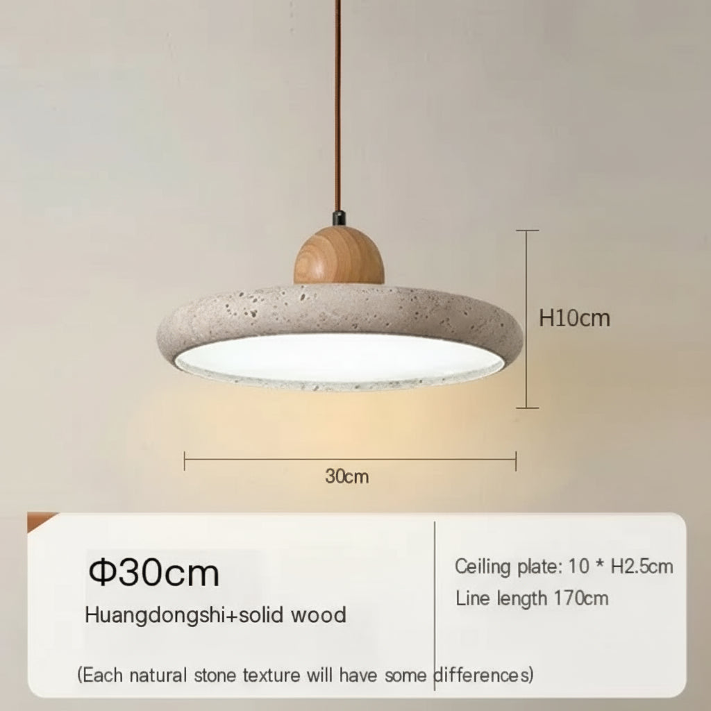 WABI SABI Travertine Round UFO Shaped Ceiling Light Natural Stone LED Pendant Lamps