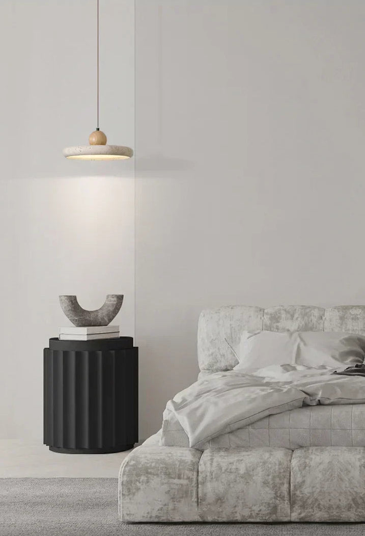 WABI SABI Travertine Round UFO Shaped Ceiling Light Natural Stone LED Pendant Lamps