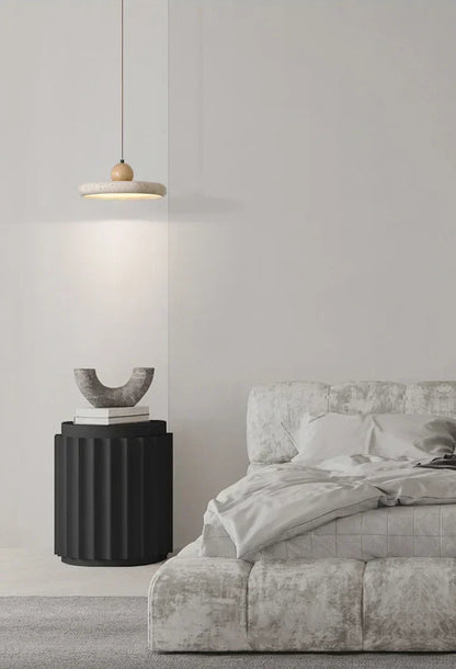 WABI SABI Travertine Round UFO Shaped Ceiling Light Natural Stone LED Pendant Lamps