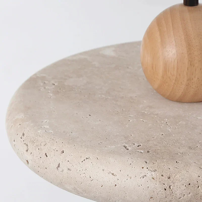 WABI SABI Travertine Round UFO Shaped Ceiling Light Natural Stone LED Pendant Lamps