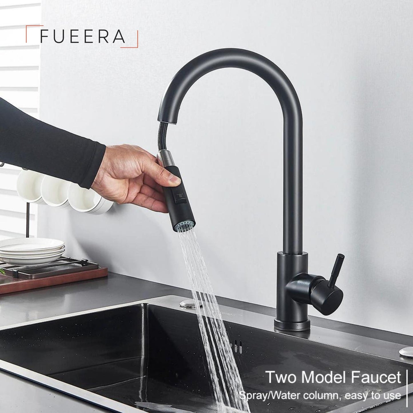 Modern Minimalist Kitchen Faucet Two Function Single Handle